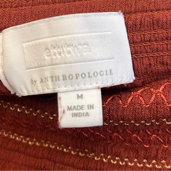 ANTHROPOLOGIE HIGH WAISTED BOHO BURGENDY PANTS WITH EMBROIDERY WAIST - MEDIUM - Picture 5 of 6